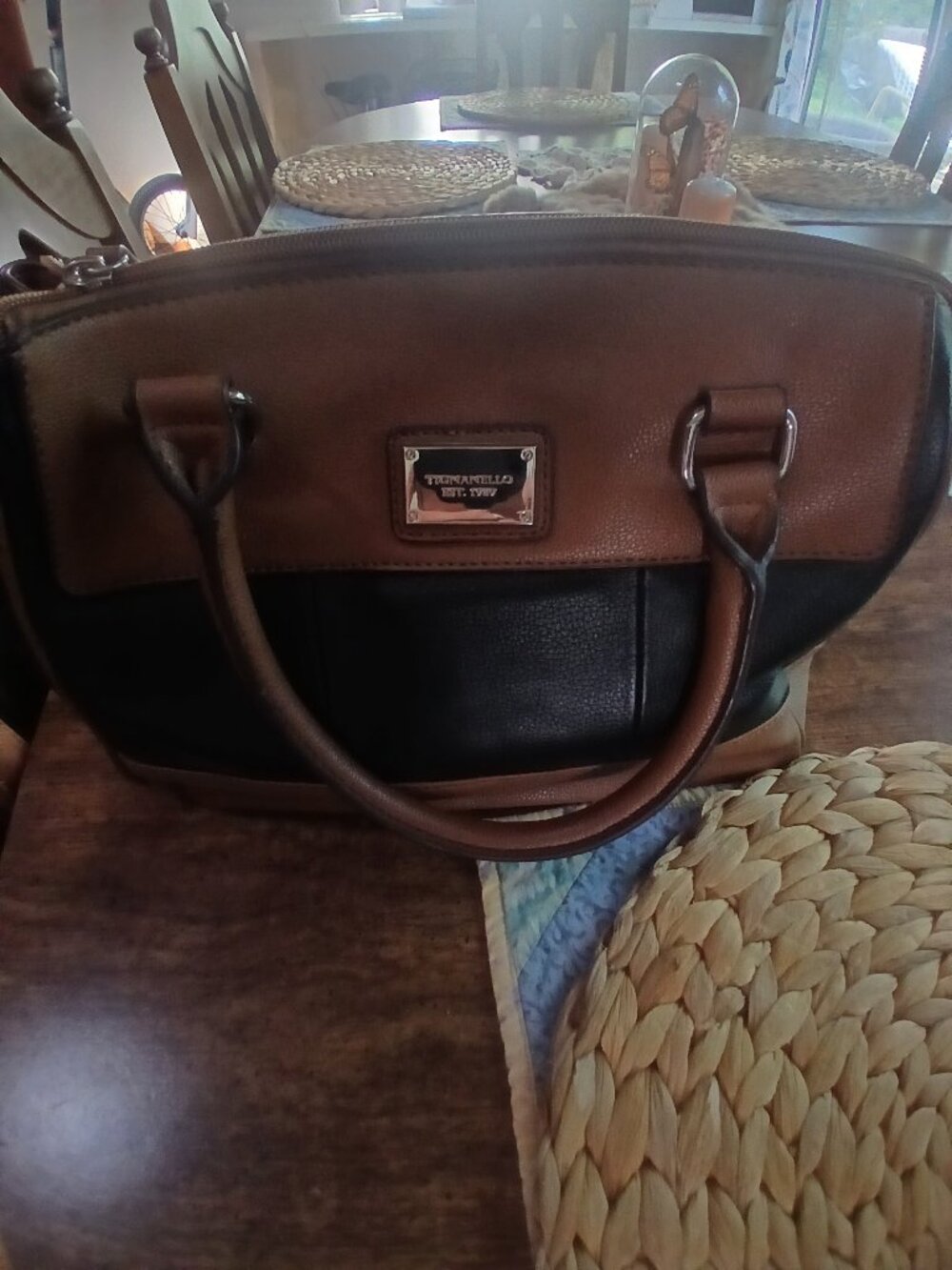 Tignanello Black & Tan Leather Shoulder Bag